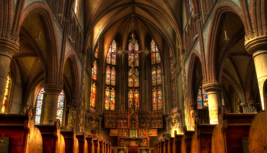 the inside of a beautiful catholic church