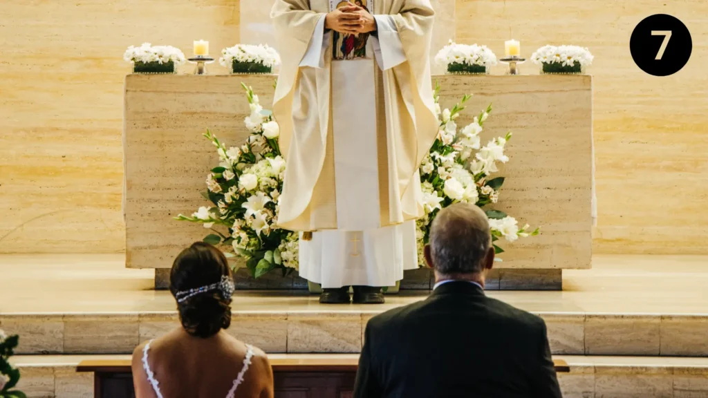 catholic marriage of 2 people at an alter